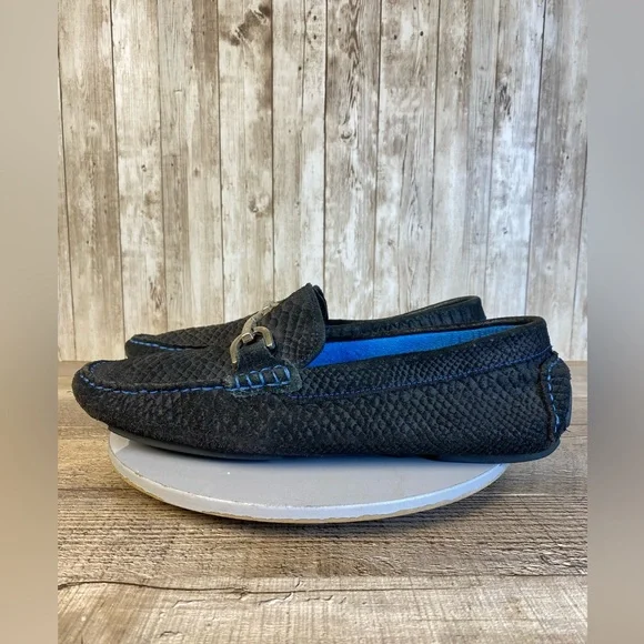 Donald Pliner Victor Mens Casual Shoes Embossed Black Leather Loafers Size 9M - Picture 5 of 15